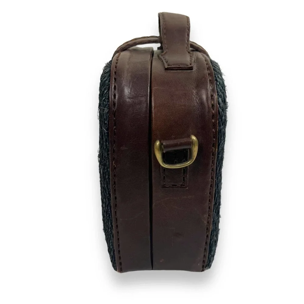 Vintage Structured Sisal and Leather Bag